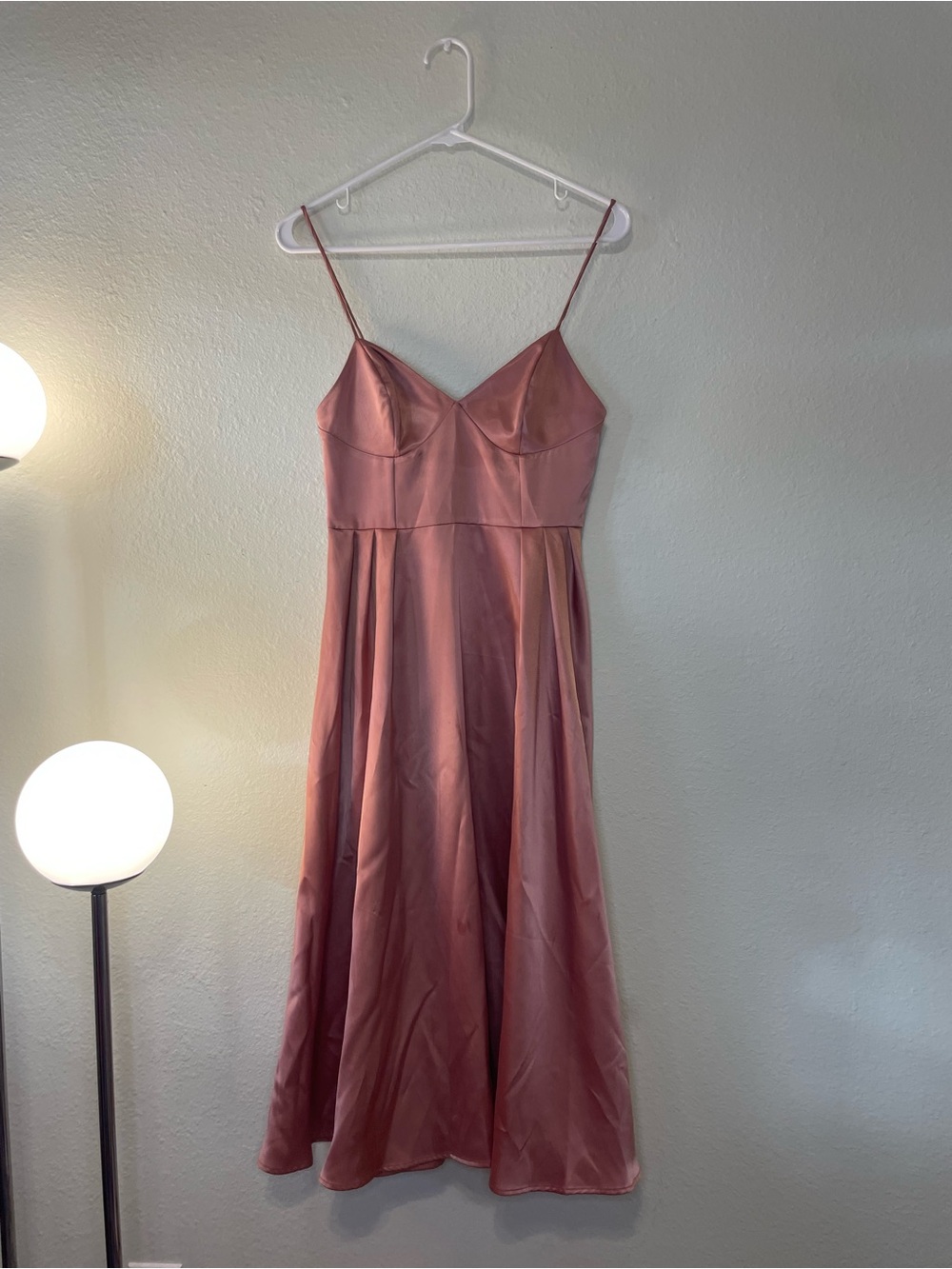 H&M Satin Spaghetti Strap Dress in Rose Pink
